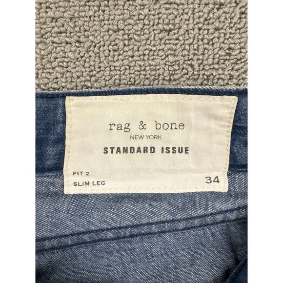 Rag And Bone Jeans Men Size 34 Standard Issue Fit 2 Slim Leg Made In USA Blue - Picture 3 of 11